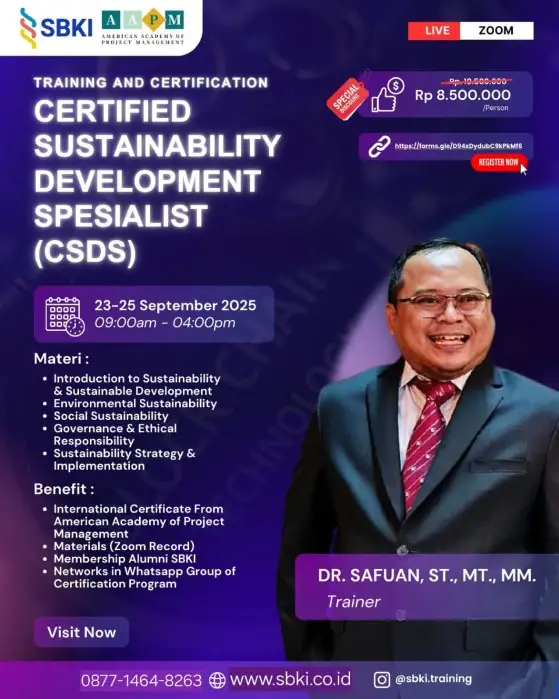 Training dan Sertifikasi CSDS Certified Sustainability Development Specialist